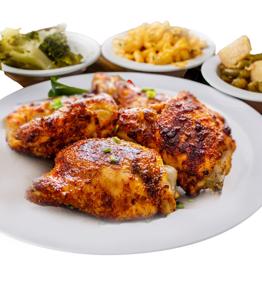 Savor our baked chicken, marinated and seasoned to perfection, delivering juicy, flavorful meat with a crispy skin that’s sure to please.