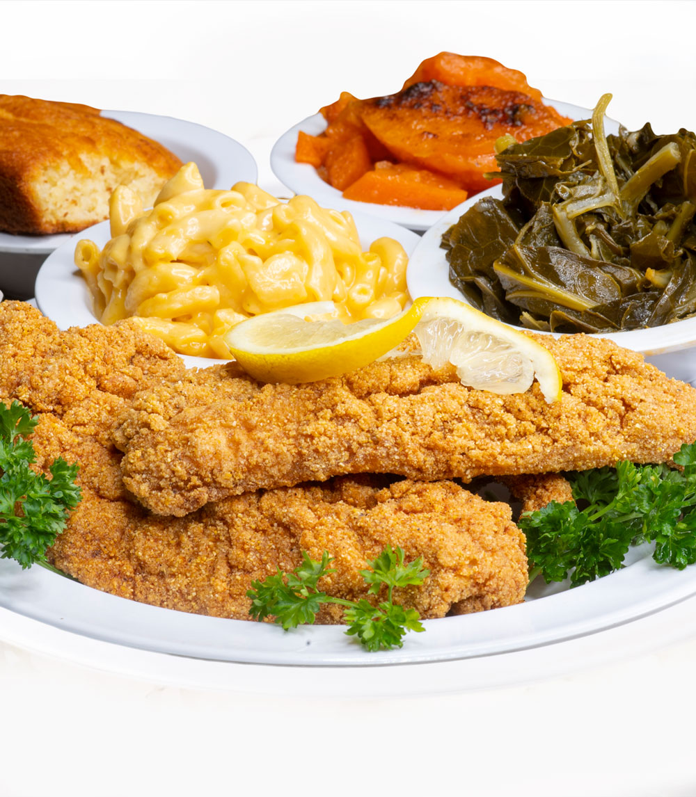 Savor our fried catfish, seasoned and fried to a crispy perfection, offering a deliciously flaky fish that’s a Southern favorite.