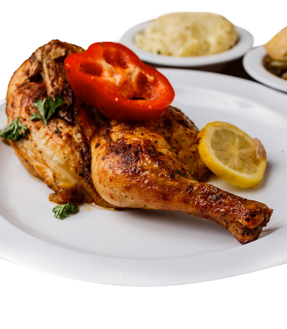 Savor our roasted chicken, perfectly seasoned and baked to golden brown, delivering juicy meat and crispy skin that embodies Southern comfort.