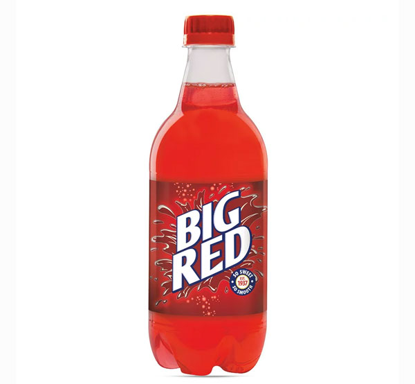 Sweet and bubbly Big Red, served chilled in a glass bottle for a unique flavor experience.