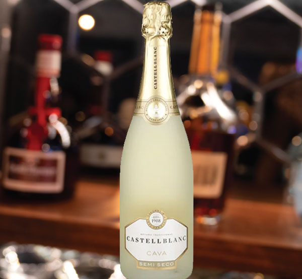 A bottle of Castellblanc wine, featuring its unique label and refreshing taste, perfect for any occasion.