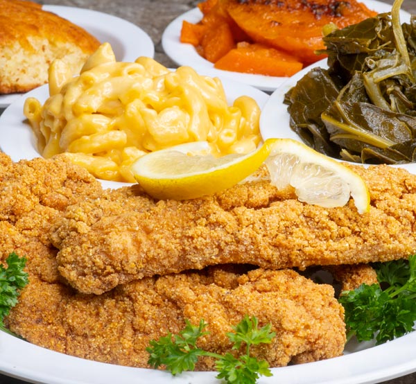 Savor our fried catfish, seasoned and fried to a crispy perfection, offering a deliciously flaky fish that’s a Southern favorite.