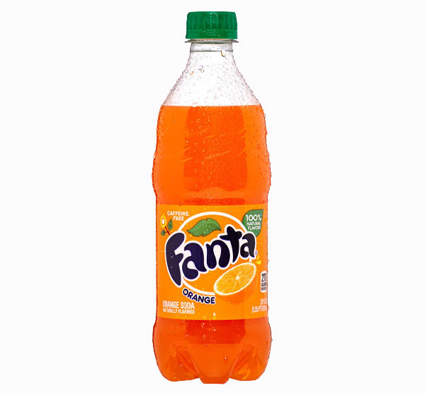Refreshing Fanta Orange, served chilled in a glass bottle for a burst of fruity flavor.