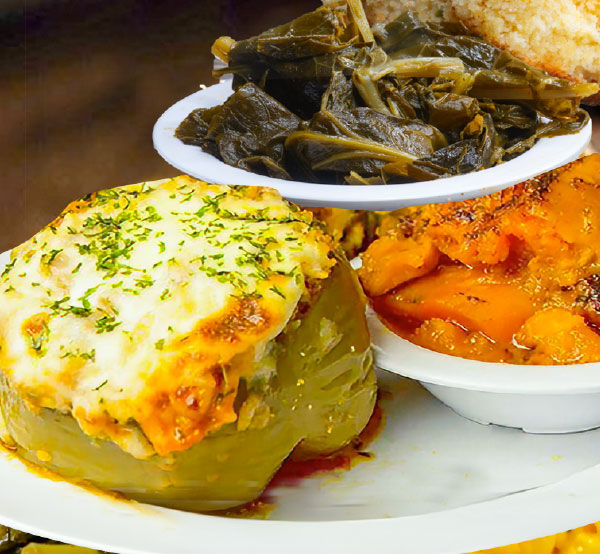 Delight in our stuffed bell peppers, filled with a savory mixture of seasoned ground meat, rice, and spices, baked to perfection for a comforting and flavorful dish.