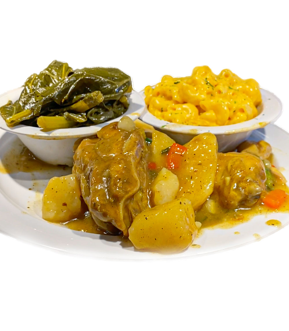 Savor our curry chicken, a flavorful dish featuring tender chicken pieces simmered in a rich, aromatic curry sauce with a blend of spices that brings a taste of the Caribbean to your plate.