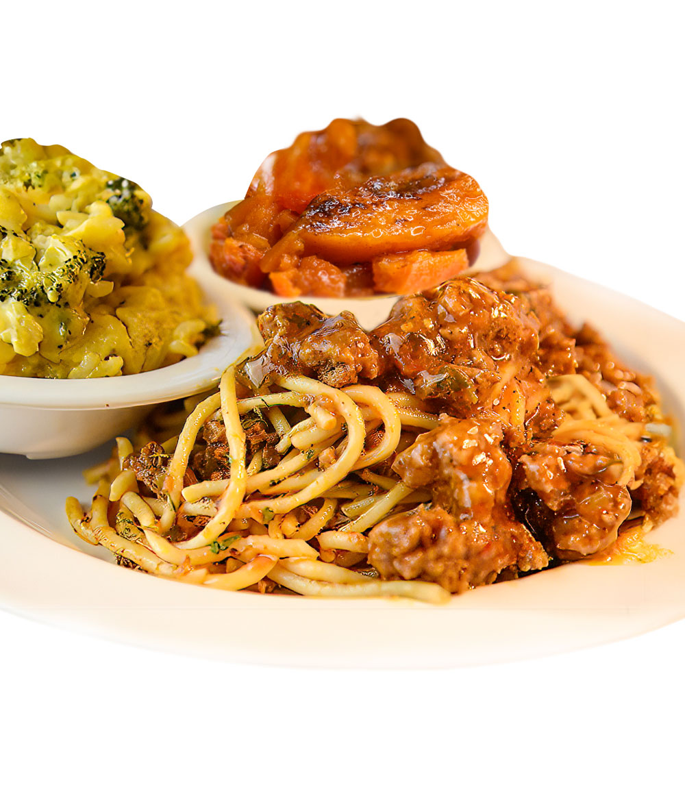 Plate of freshly cooked spaghetti with ground beef Feel free to modify it to better fit your website's style!