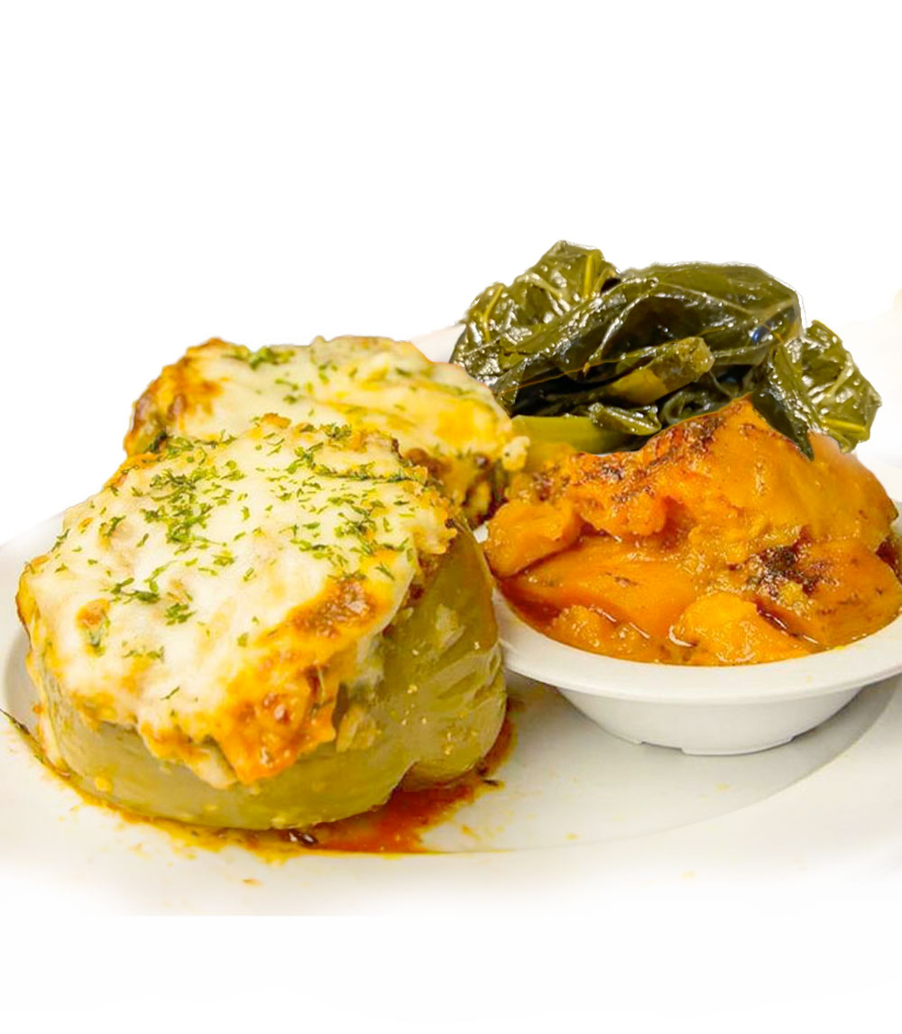 Delight in our stuffed bell peppers, filled with a savory mixture of seasoned ground meat, rice, and spices, baked to perfection for a comforting and flavorful dish.